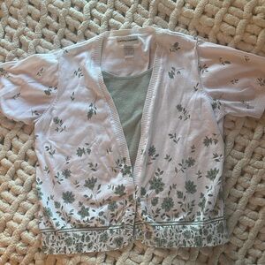 Cathy Daniels White and Green Cardigan